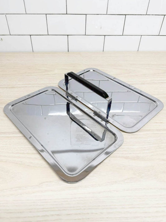 vintage 60s foldable chromium plated tray | made in Canada - good market thrift store