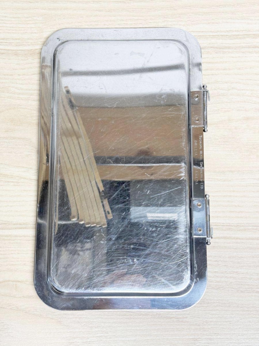 vintage 60s foldable chromium plated tray | made in Canada - good market thrift store