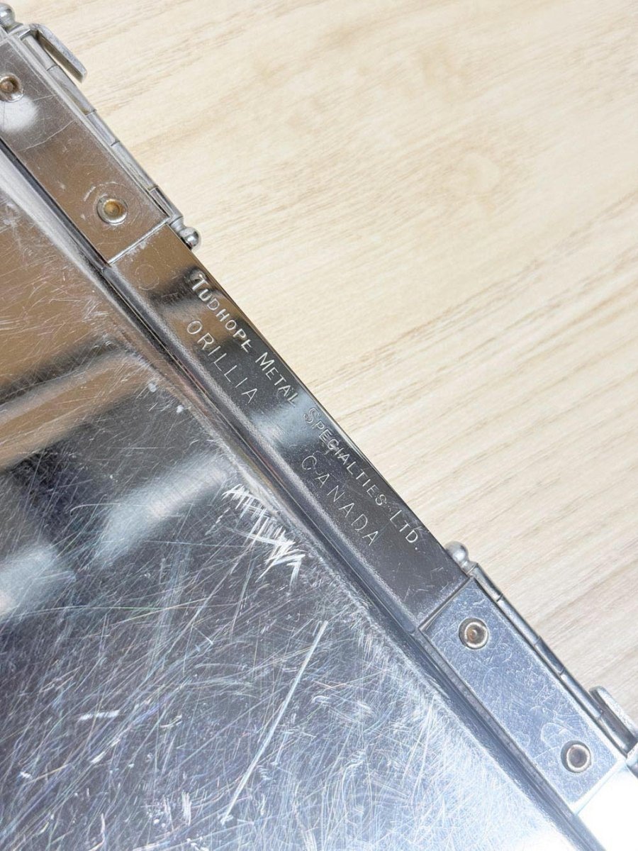 vintage 60s foldable chromium plated tray | made in Canada - good market thrift store