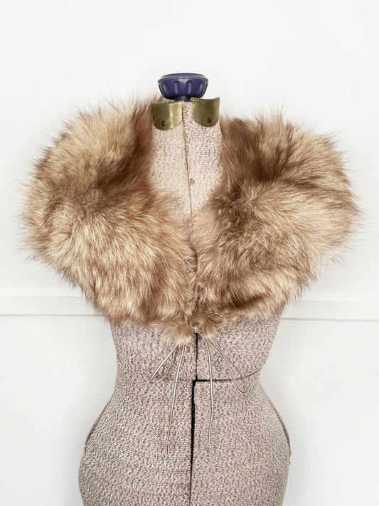 vintage 60s fox fur lapel stole collar - good market thrift store