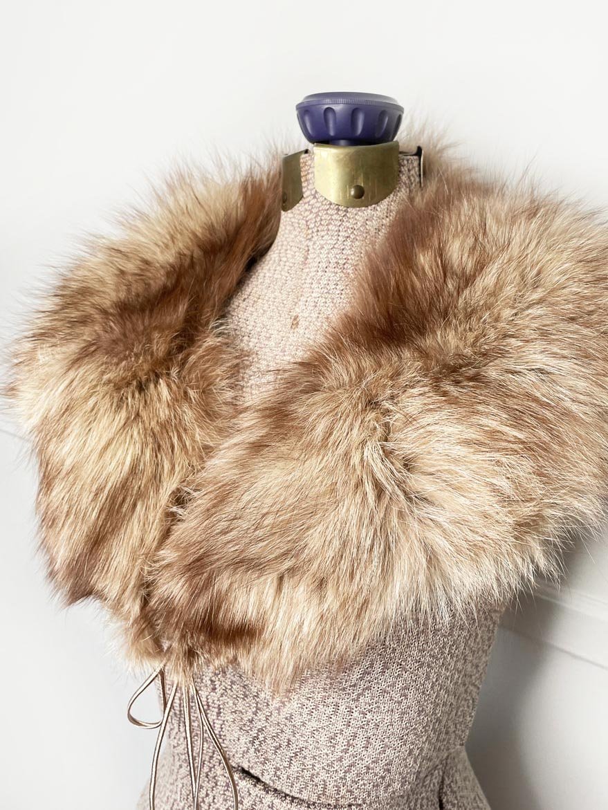 vintage 60s fox fur lapel stole collar - good market thrift store