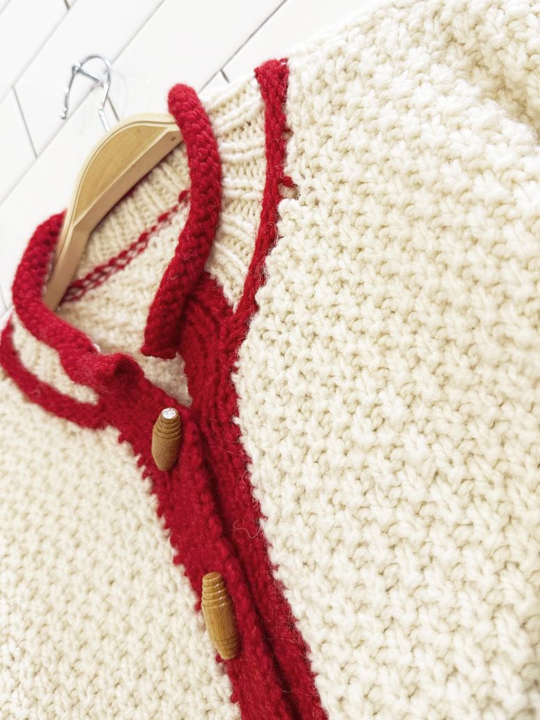 vintage 60s hand - knit toggle button chunky cardigan jacket - good market thrift store