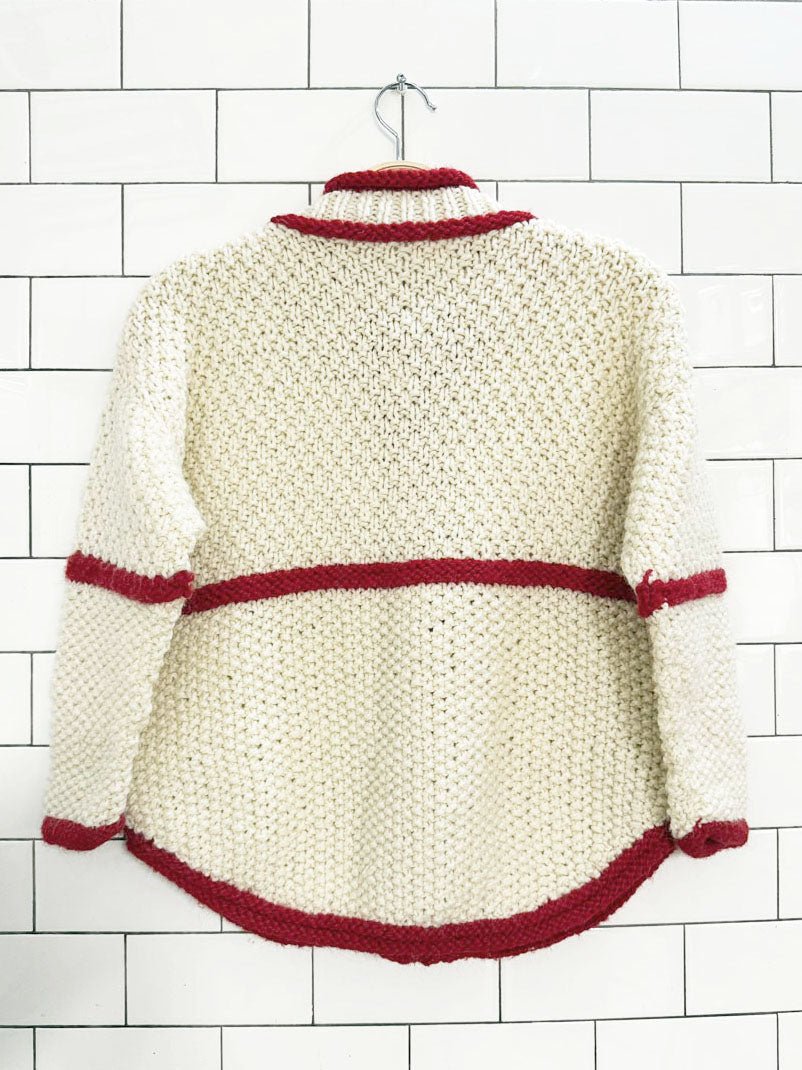 vintage 60s hand - knit toggle button chunky cardigan jacket - good market thrift store