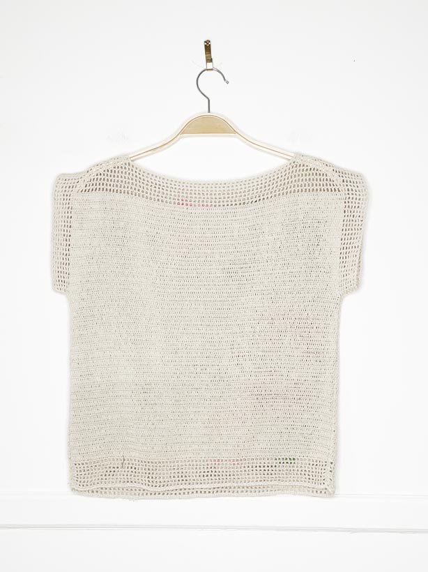 vintage 60s handmade crochet knit boxy floral top - good market thrift store