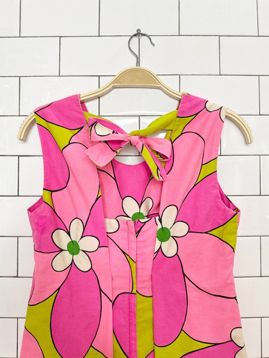 vintage 60s hoaloha flower power mod a-line maxi dress with box-pleated back - good market thrift store