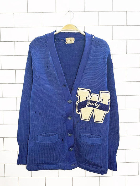 vintage 60s JUDY award sweater em - roe 1966 varsity cardigan | indianapolis - good market thrift store