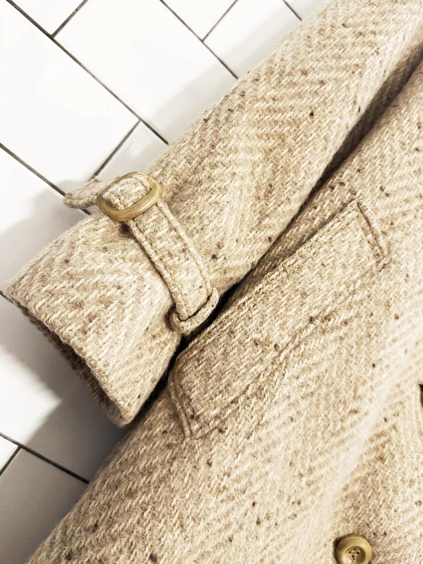 vintage 60s kreation karner 100% wool herringbone belted coat - good market thrift store