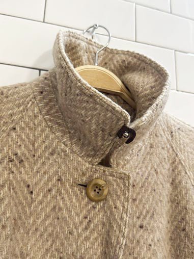 vintage 60s kreation karner 100% wool herringbone belted coat - good market thrift store