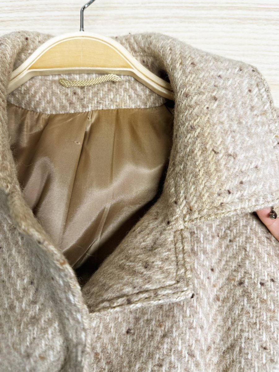 vintage 60s kreation karner 100% wool herringbone belted coat - good market thrift store