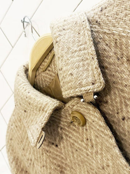 vintage 60s kreation karner 100% wool herringbone belted coat - good market thrift store