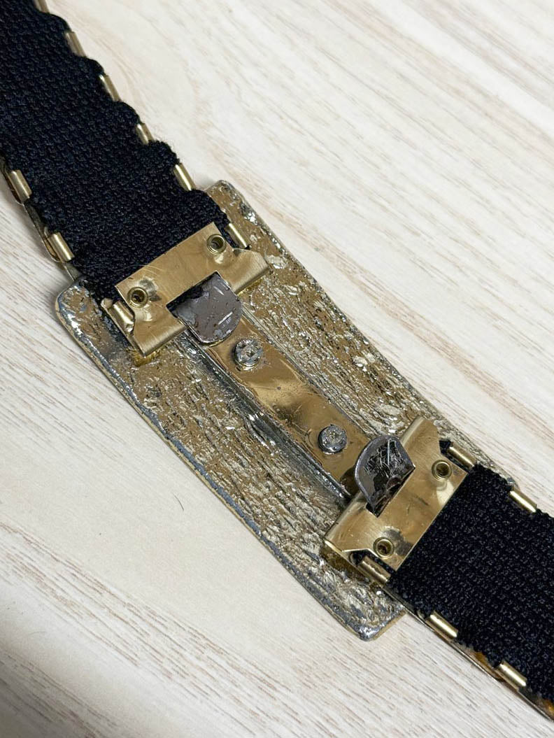 vintage 60s metal scales stretch belt - good market thrift store