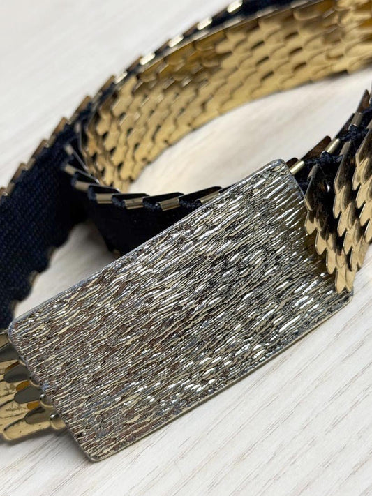 vintage 60s metal scales stretch belt - good market thrift store
