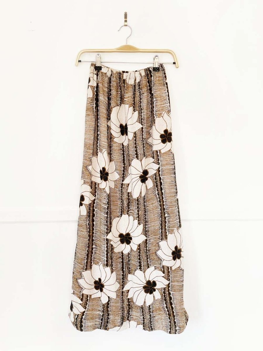 vintage 60s nelly de grab floral metallic knit midi skirt - good market thrift store