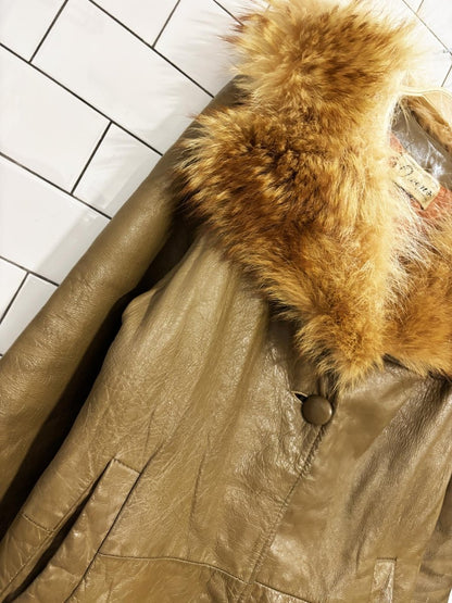 vintage 60s owens rockford fur collar leather penny lane coat - good market thrift store