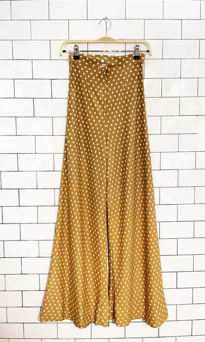 vintage 60s polka dot poly knit super flare pant - good market thrift store