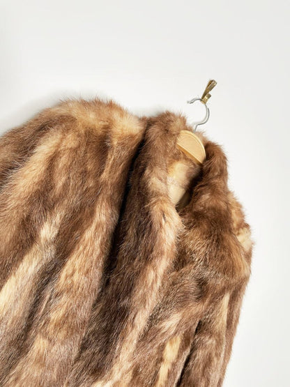 vintage 60s robinson's mink long coat with drawstring leather waist - good market thrift store