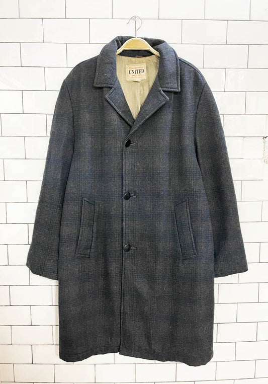 vintage 60s united sports MFG wool plaid coat - good market thrift store