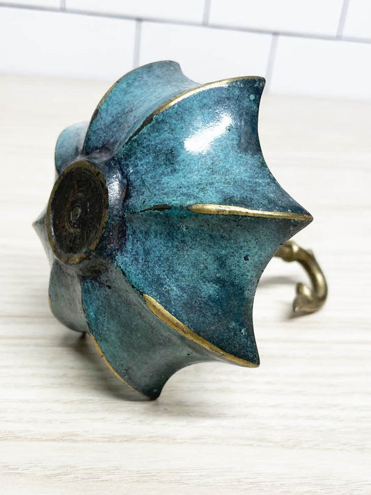 vintage 60s verdigris brass umbrella catch-all | mid-century - good market thrift store