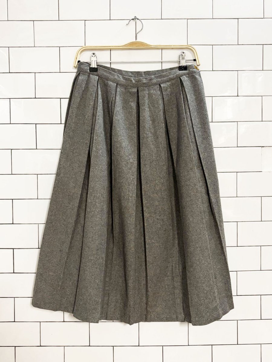 vintage 60s wool pleated knee length skirt - good market thrift store