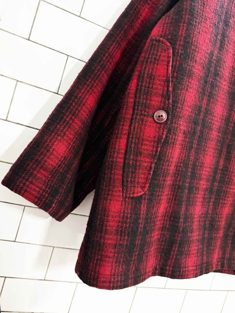 vintage 60s woolrich wool - blend plaid mackinaw hunting coat | made in USA - good market thrift store