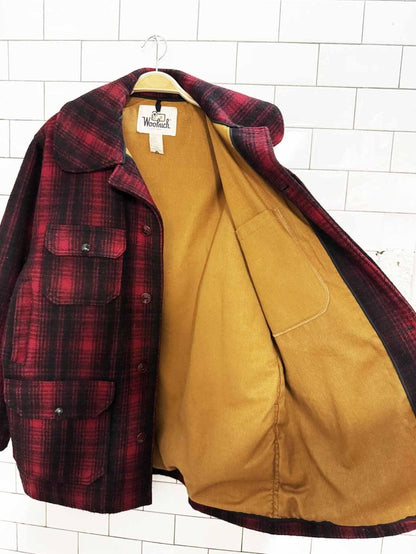 vintage 60s woolrich wool - blend plaid mackinaw hunting coat | made in USA - good market thrift store