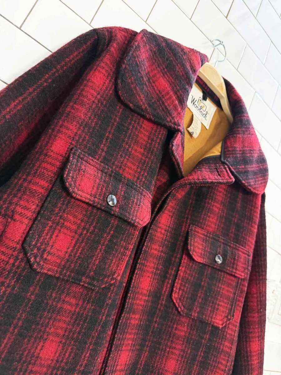 vintage 60s woolrich wool - blend plaid mackinaw hunting coat | made in USA - good market thrift store