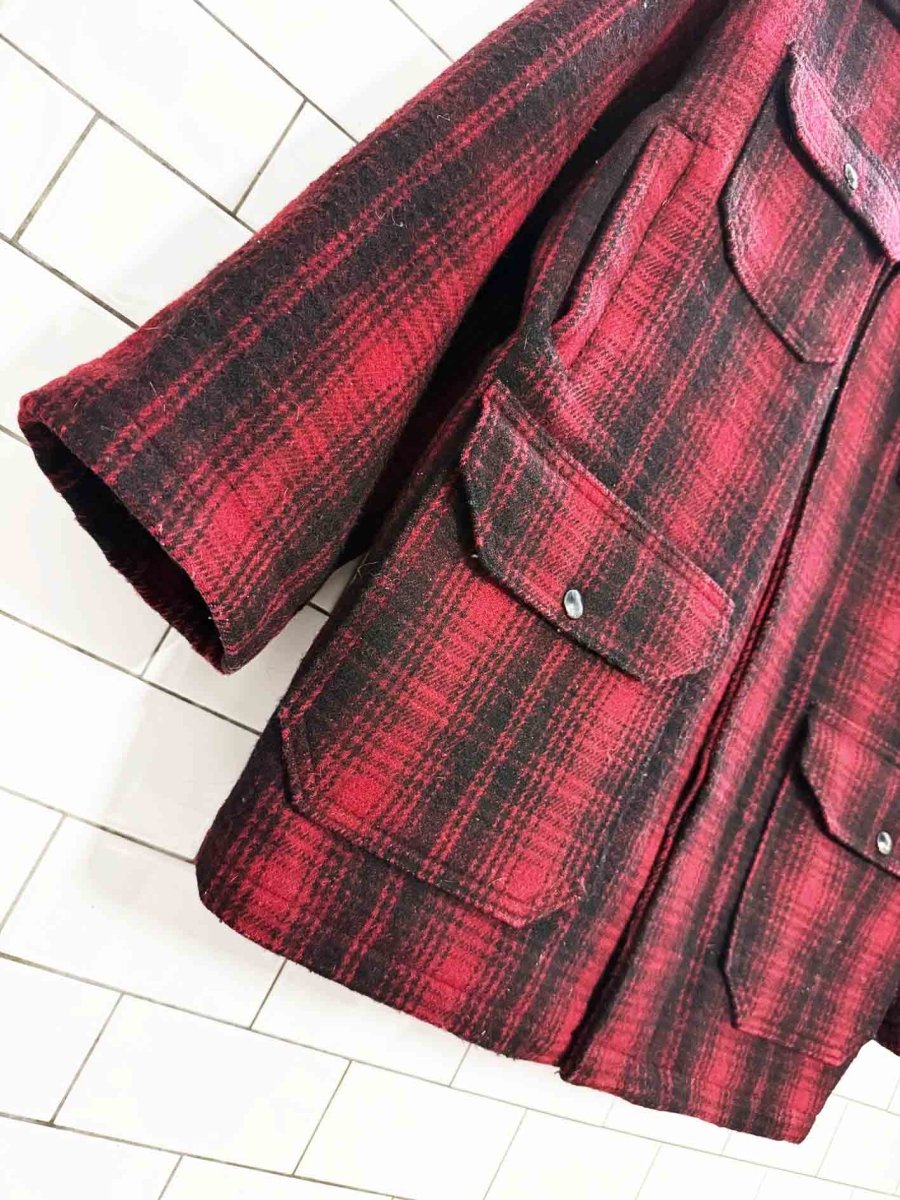 vintage 60s woolrich wool - blend plaid mackinaw hunting coat | made in USA - good market thrift store