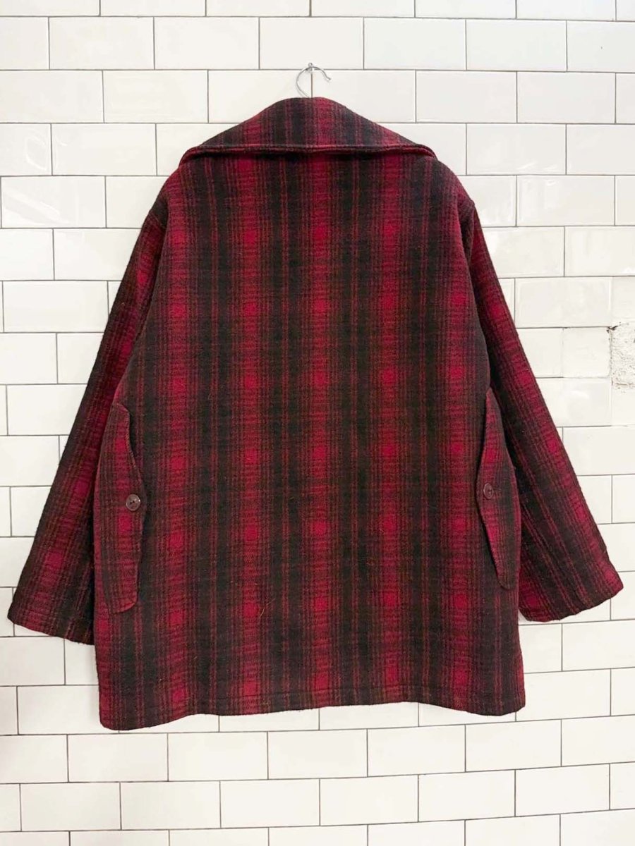 vintage 60s woolrich wool - blend plaid mackinaw hunting coat | made in USA - good market thrift store