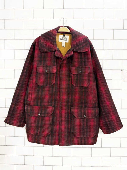 vintage 60s woolrich wool - blend plaid mackinaw hunting coat | made in USA - good market thrift store