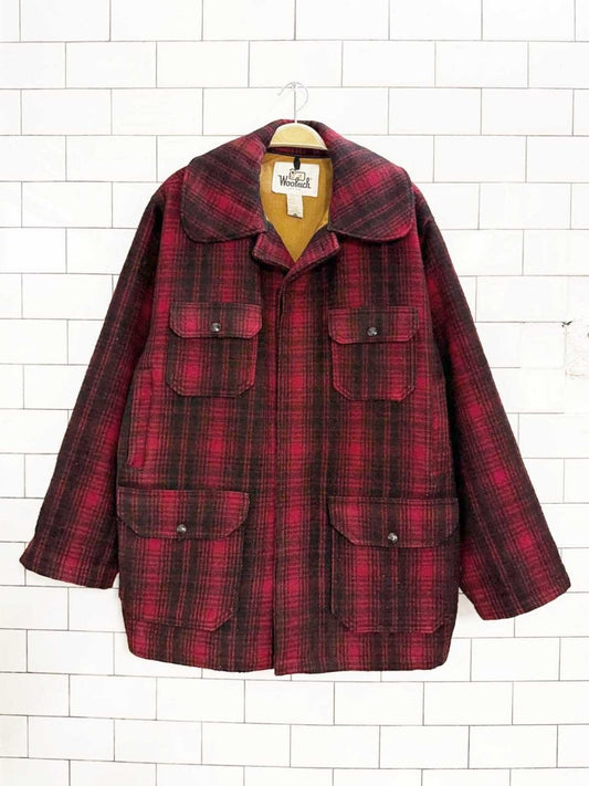 vintage 60s woolrich wool - blend plaid mackinaw hunting coat | made in USA - good market thrift store