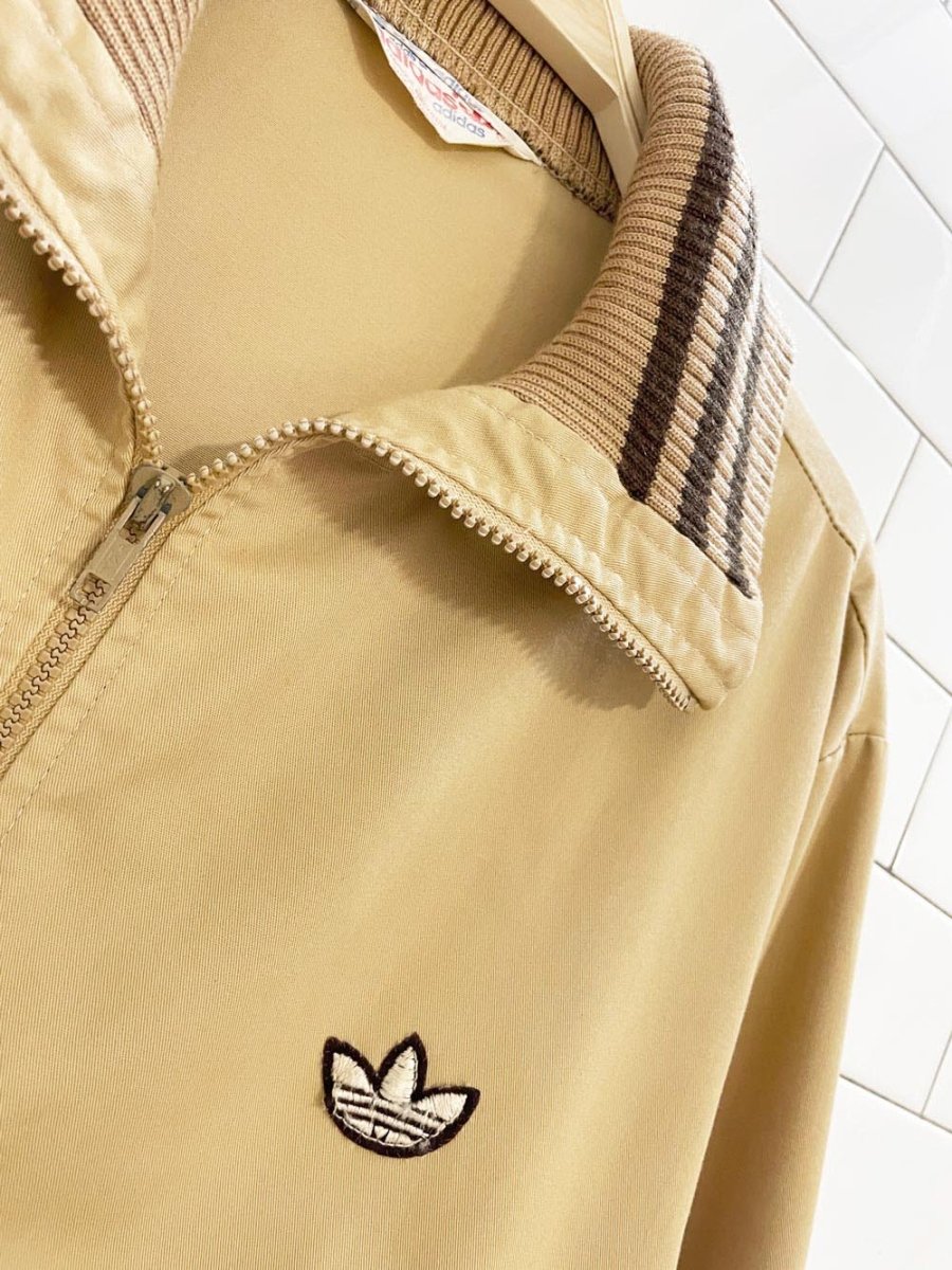 vintage 70s adidas trefoil knit trim harrington jacket | made in Canada - good market thrift store