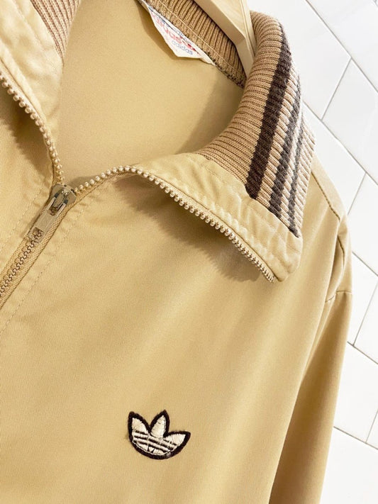 vintage 70s adidas trefoil knit trim harrington jacket | made in Canada - good market thrift store