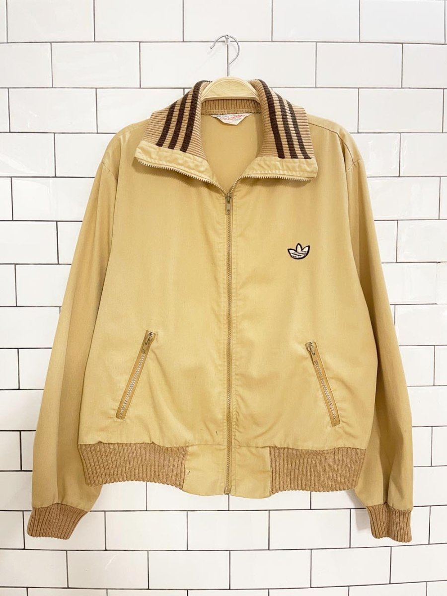 vintage 70s adidas trefoil knit trim harrington jacket | made in Canada - good market thrift store