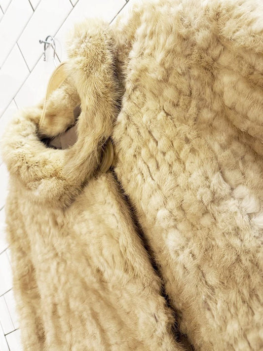 vintage 70s antonella cittadella mink checkerboard fur coat - good market thrift store