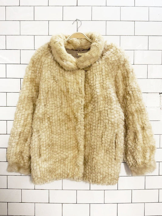 vintage 70s antonella cittadella mink checkerboard fur coat - good market thrift store