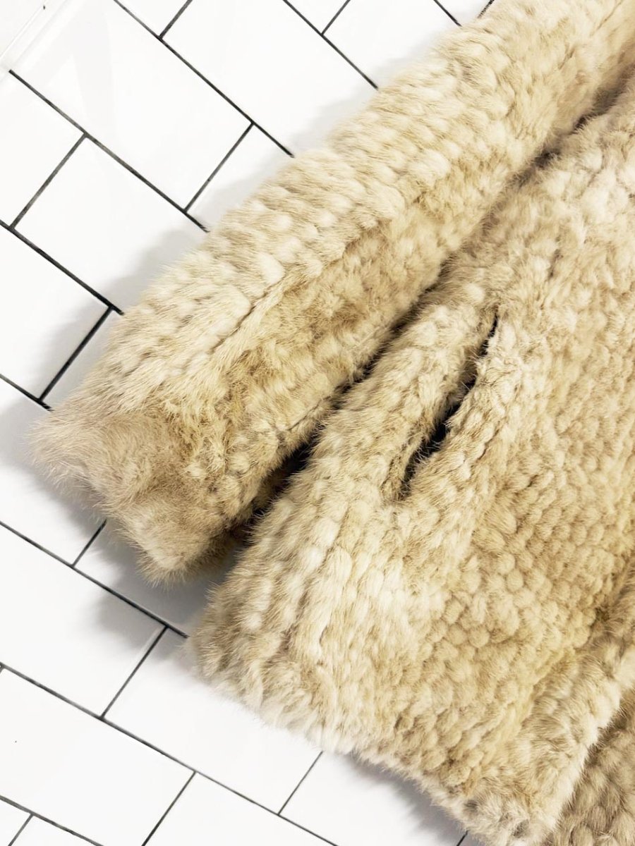 vintage 70s antonella cittadella mink checkerboard fur coat - good market thrift store