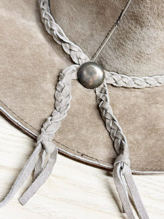 vintage 70s baja california suede studded rancher hat | leather - good market thrift store