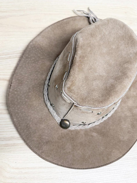 vintage 70s baja california suede studded rancher hat | leather - good market thrift store