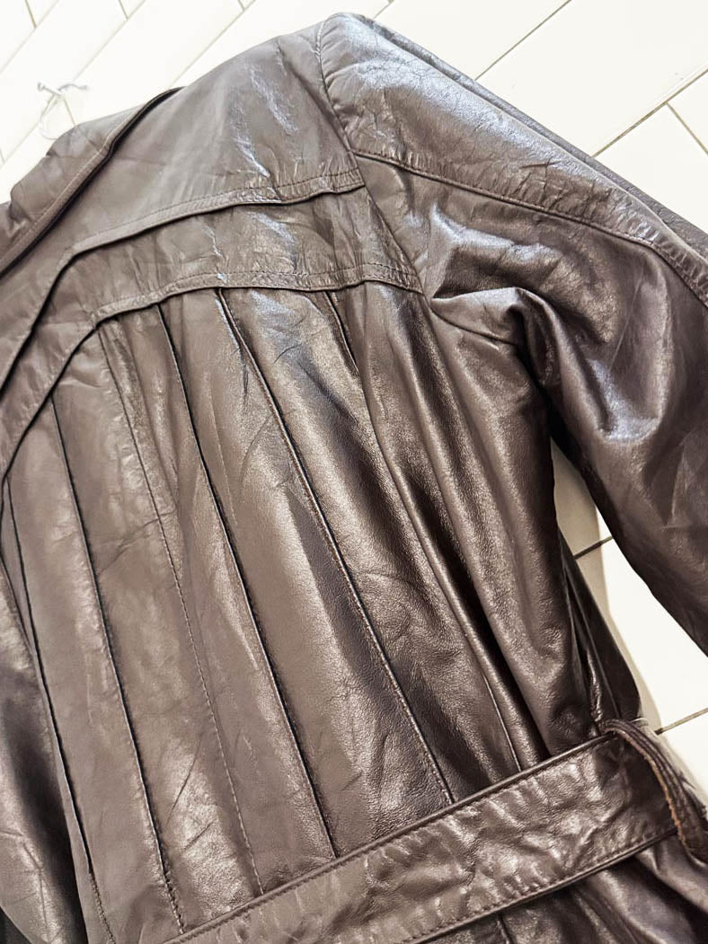 vintage 70s benman's leather plush belted jacket | zip out lining - good market thrift store
