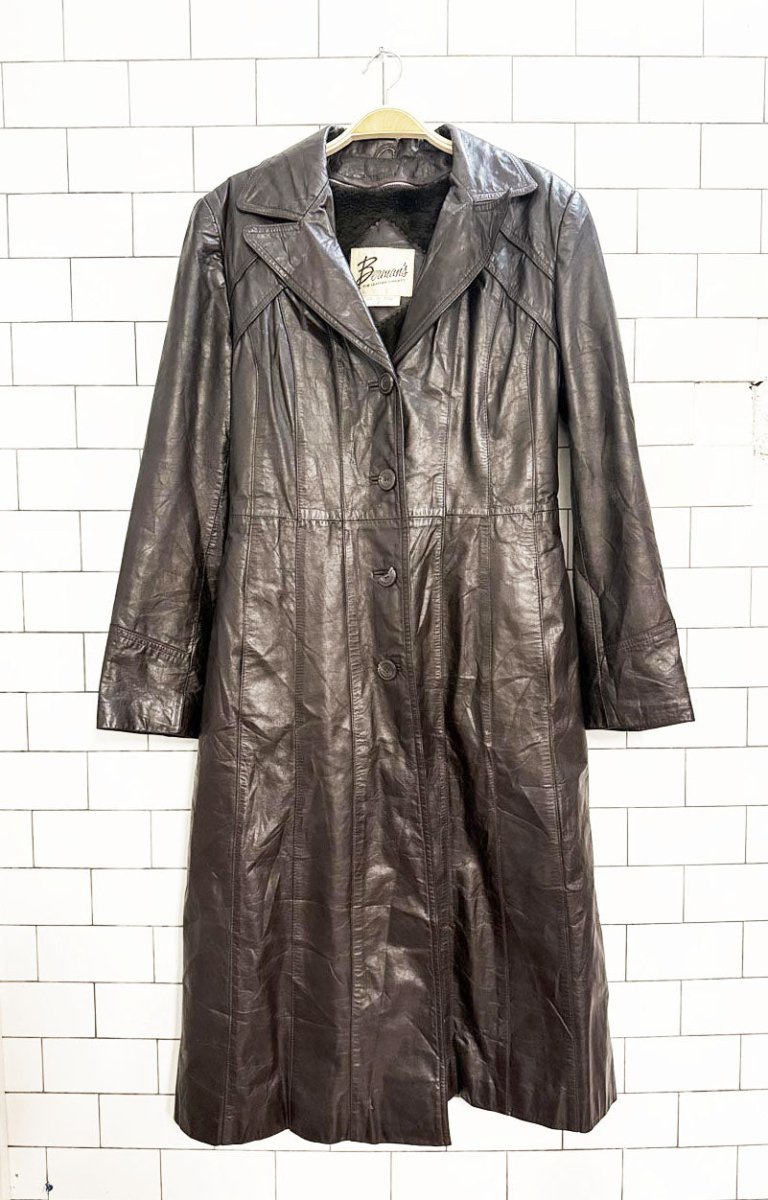 vintage 70s benman's leather plush belted jacket | zip out lining - good market thrift store