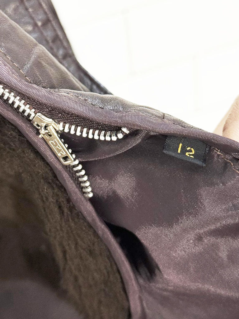 vintage 70s benman's leather plush belted jacket | zip out lining - good market thrift store