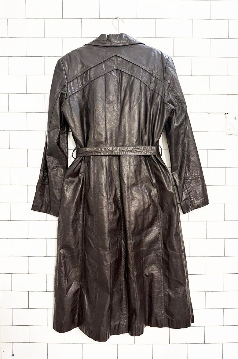 vintage 70s benman's leather plush belted jacket | zip out lining - good market thrift store