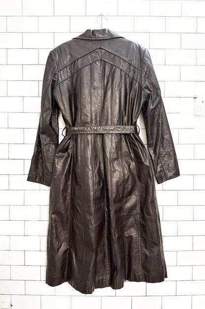 vintage 70s benman's leather plush belted jacket | zip out lining - good market thrift store