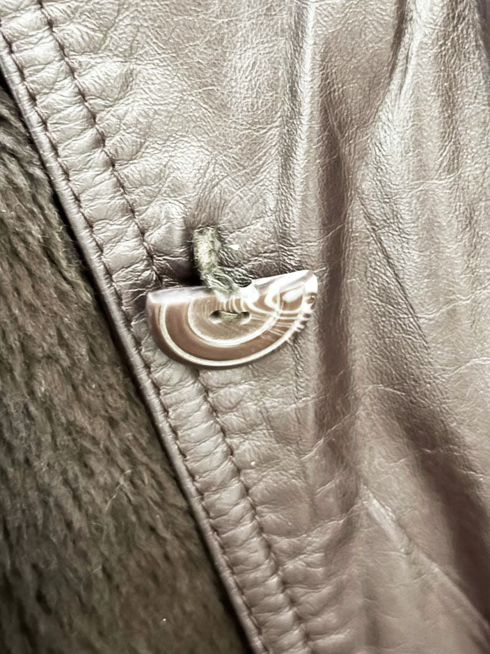 vintage 70s benman's leather plush belted jacket | zip out lining - good market thrift store