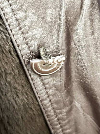 vintage 70s benman's leather plush belted jacket | zip out lining - good market thrift store