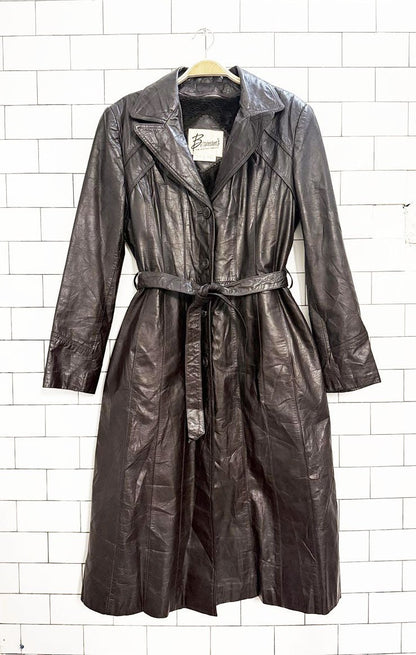 vintage 70s benman's leather plush belted jacket | zip out lining - good market thrift store