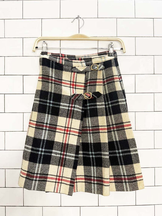 vintage 70s bobbie brooks wool - blend pleated plaid mini skirt | union made in USA - good market thrift store