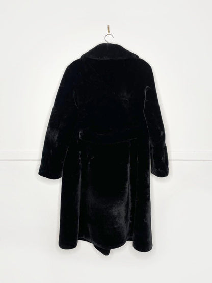vintage 70s borgazia faux fur double breasted long teddy coat - good market thrift store