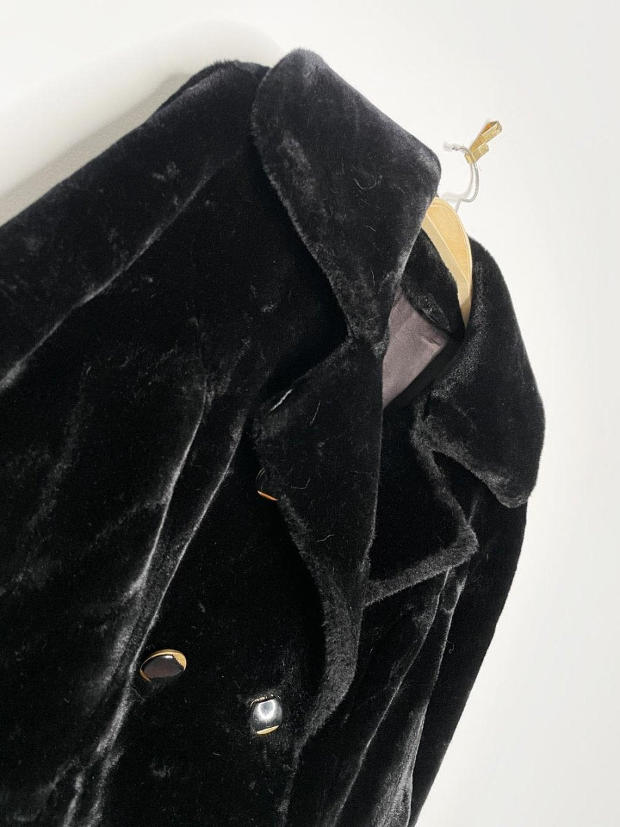 vintage 70s borgazia faux fur double breasted long teddy coat - good market thrift store