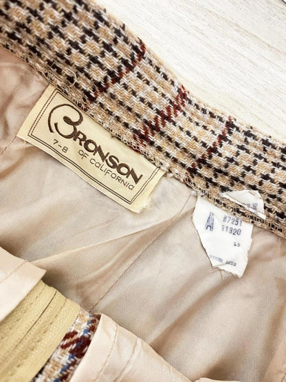 vintage 70s bronson of california wool tweed pleated wide leg trouser - good market thrift store